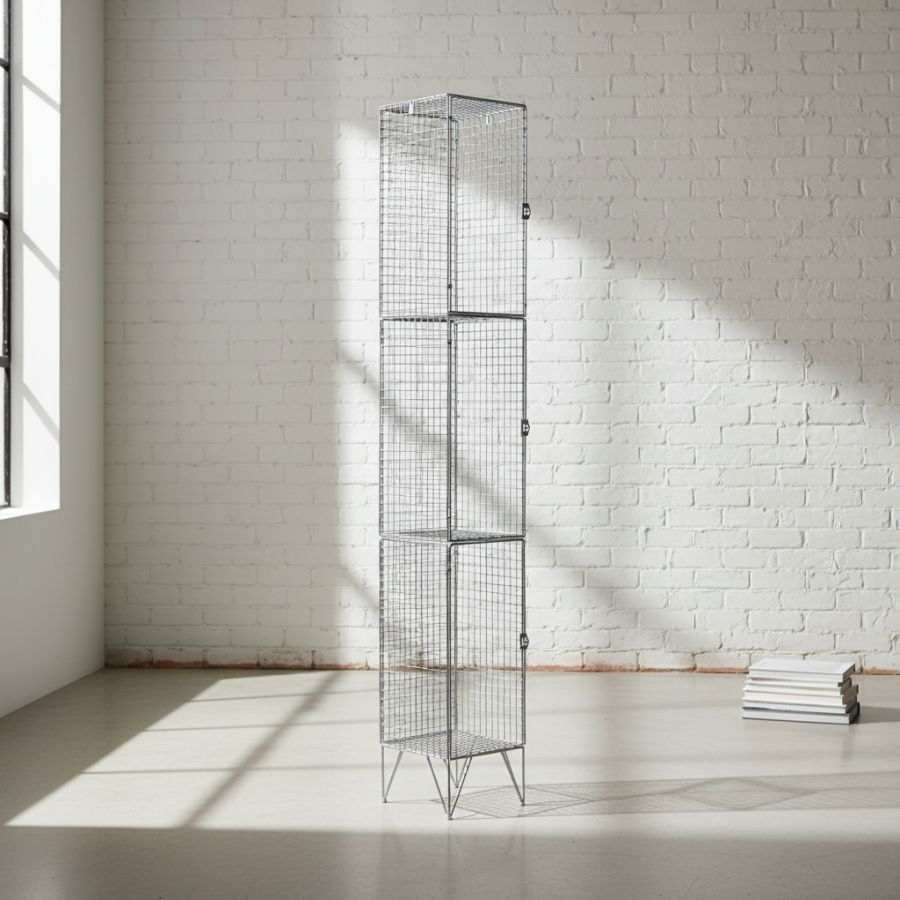 3 Compartment Wire Mesh Locker